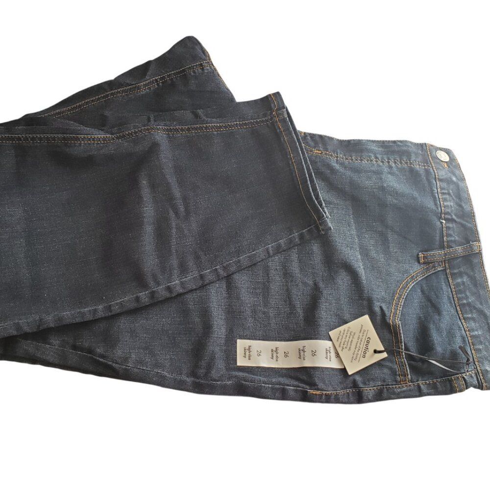 NEW Womens High Rise Skinny Jeans Ava & Viv Blue Denim Size 26 Heavyweight NWT